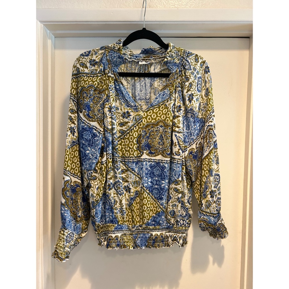 3/$10! Printed Elastic Long Sleeve Top
